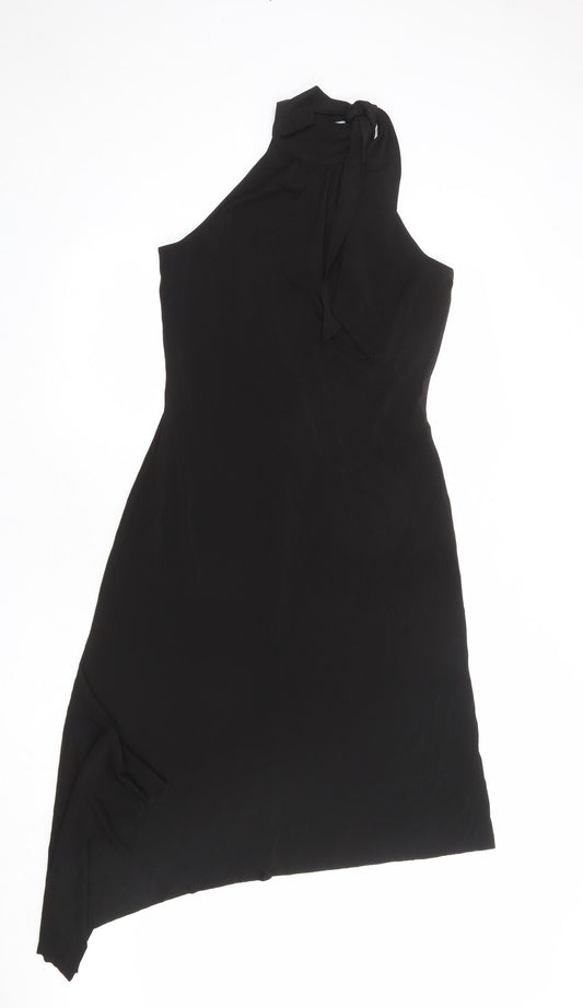 Oasis Womens Black Acetate A-Line Size 12 Halter Tie