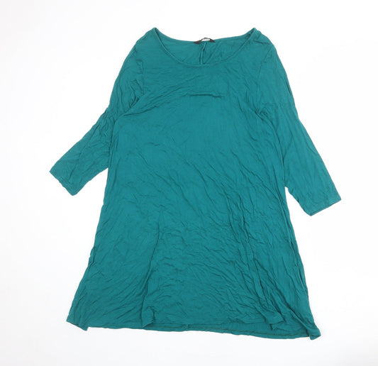 Evans Womens Green Viscose A-Line Size 18 Round Neck Pullover