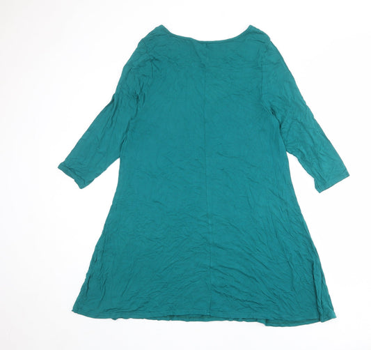 Evans Womens Green Viscose A-Line Size 18 Round Neck Pullover