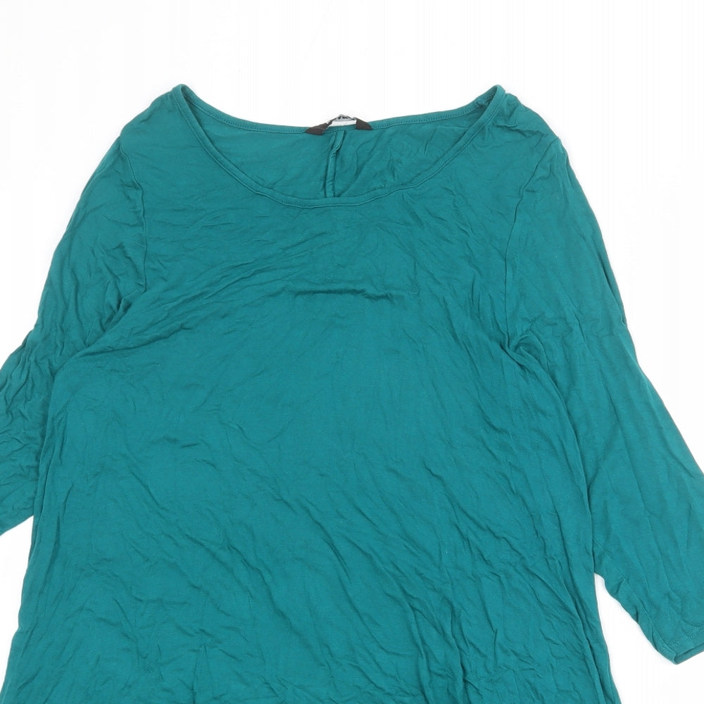 Evans Womens Green Viscose A-Line Size 18 Round Neck Pullover