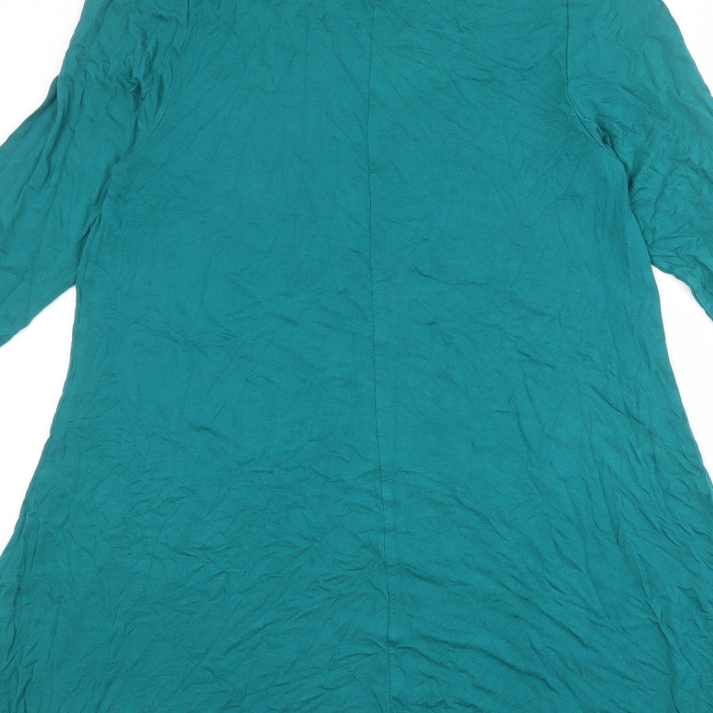 Evans Womens Green Viscose A-Line Size 18 Round Neck Pullover