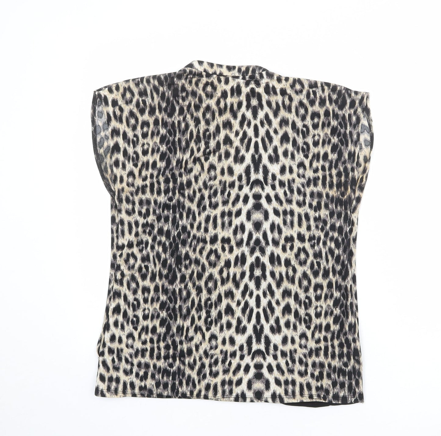 M&Co Womens Multicoloured Animal Print Polyester Basic Blouse Size 12 V-Neck - Leopard Print