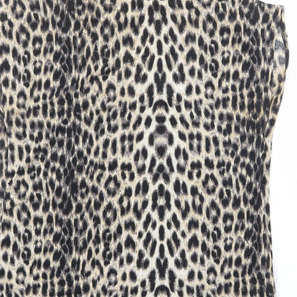 M&Co Womens Multicoloured Animal Print Polyester Basic Blouse Size 12 V-Neck - Leopard Print