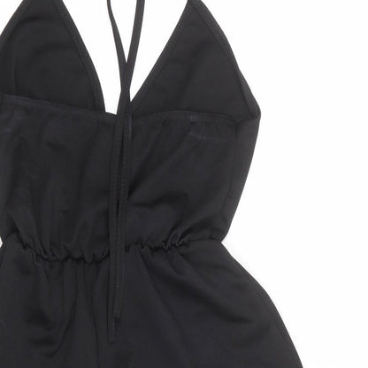PRETTYLITTLETHING Womens Black Polyester Playsuit One-Piece Size 6 L23 in Tie