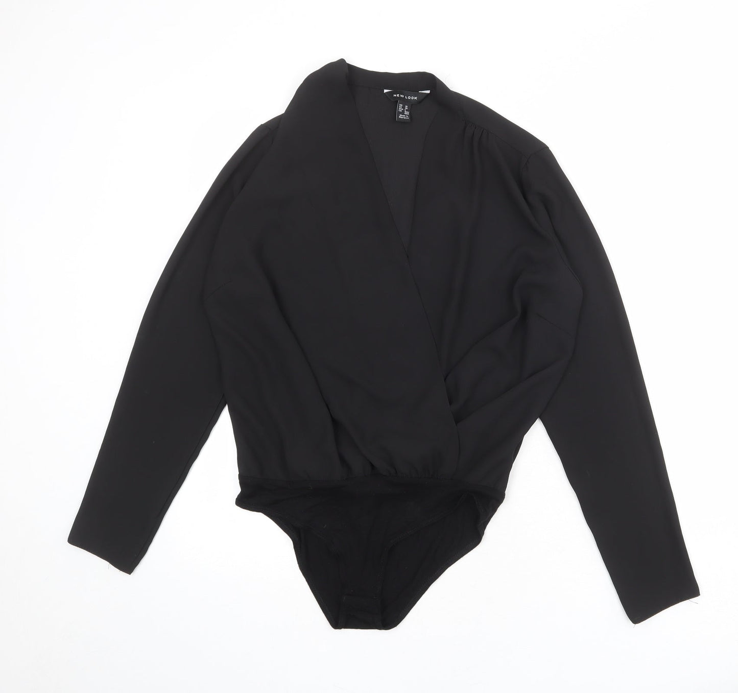 New Look Womens Black Polyester Bodysuit One-Piece Size 10 Snap