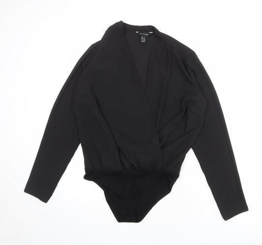New Look Womens Black Polyester Bodysuit One-Piece Size 10 Snap