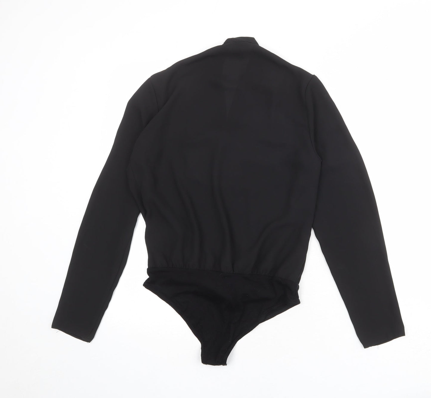 New Look Womens Black Polyester Bodysuit One-Piece Size 10 Snap