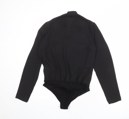 New Look Womens Black Polyester Bodysuit One-Piece Size 10 Snap