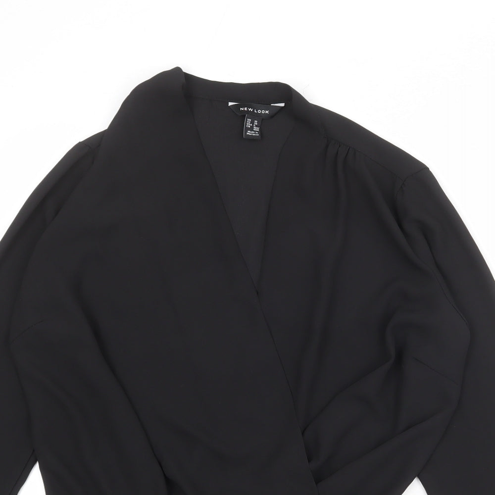 New Look Womens Black Polyester Bodysuit One-Piece Size 10 Snap