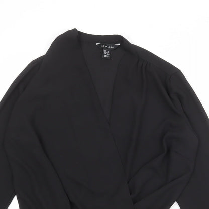 New Look Womens Black Polyester Bodysuit One-Piece Size 10 Snap