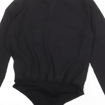 New Look Womens Black Polyester Bodysuit One-Piece Size 10 Snap