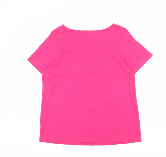 Julipa Womens Pink 100% Cotton Basic T-Shirt Size 16 V-Neck