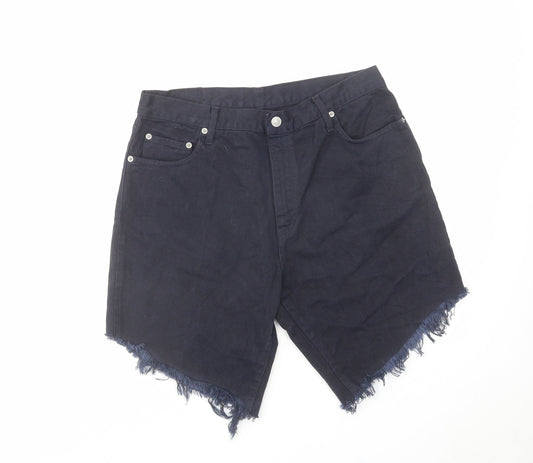 Hollister Mens Blue Cotton Chino Shorts Size 34 in L10 in Regular Zip - Graphic Detail