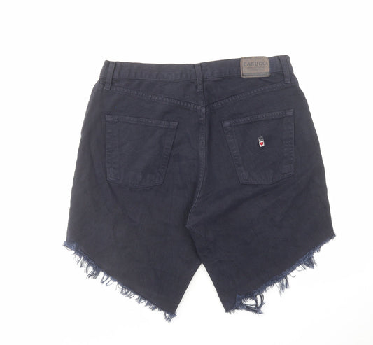 Hollister Mens Blue Cotton Chino Shorts Size 34 in L10 in Regular Zip - Graphic Detail