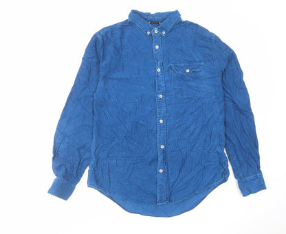 Mens UK Size M JACHS Blue  Button-Up Long Sleeve Casual Shirt