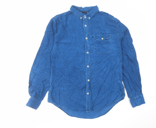 Mens UK Size M JACHS Blue  Button-Up Long Sleeve Casual Shirt