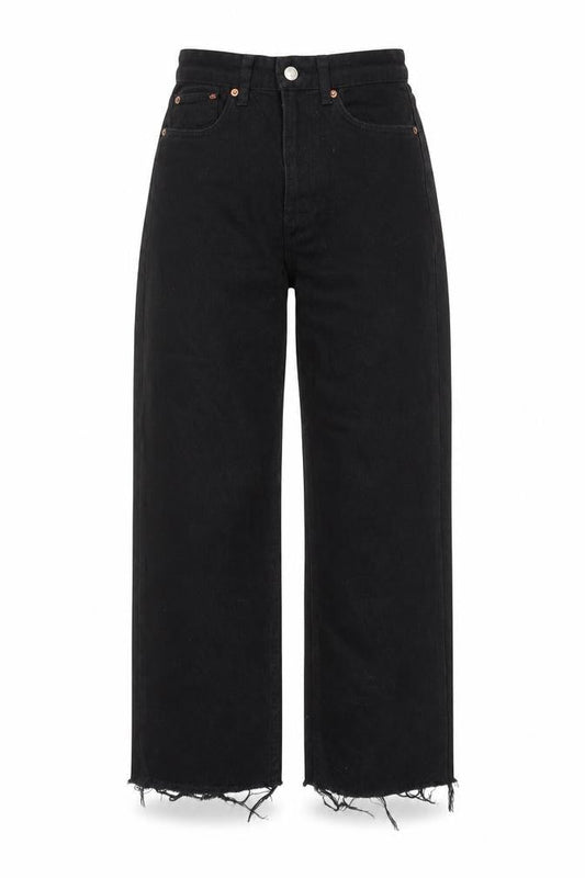 Womens UK Size 4 Pull&Bear Regular Fit Wide-Leg Black Jeans