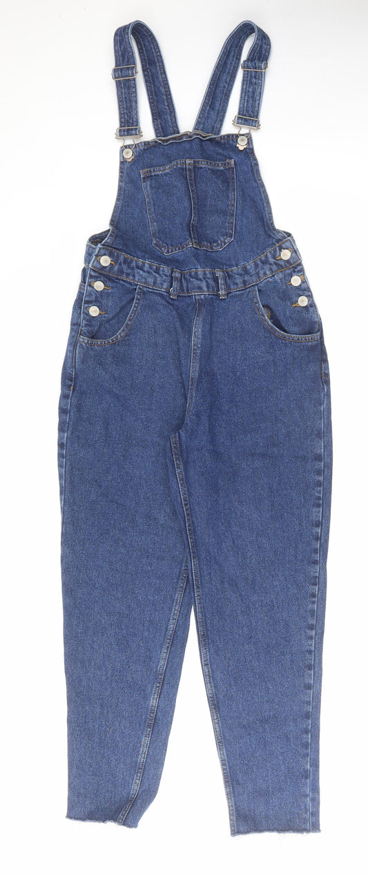 Denim & Co. Womens Blue Cotton Dungaree One-Piece Size 4 L26 in Button