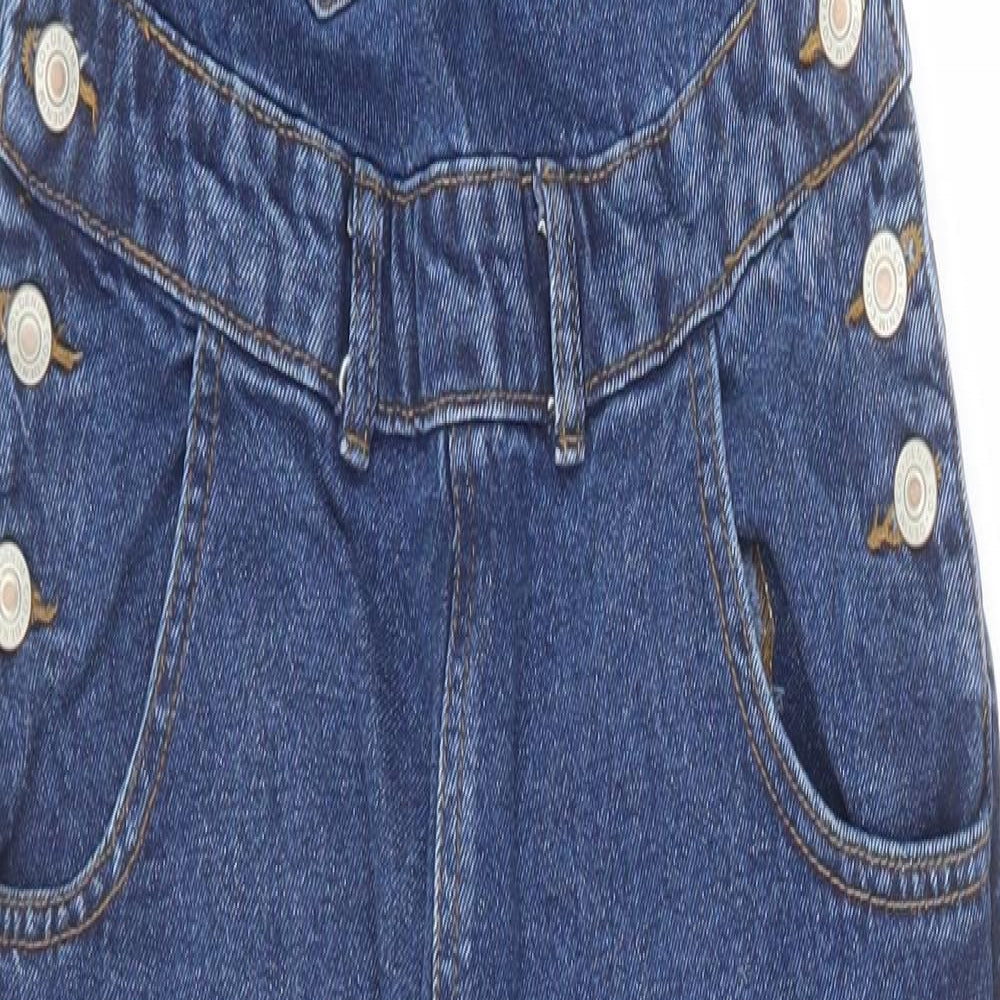 Denim & Co. Womens Blue Cotton Dungaree One-Piece Size 4 L26 in Button