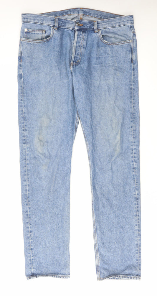 Artik Mens Blue Cotton Straight Jeans Size 34 in L34 in Regular Button