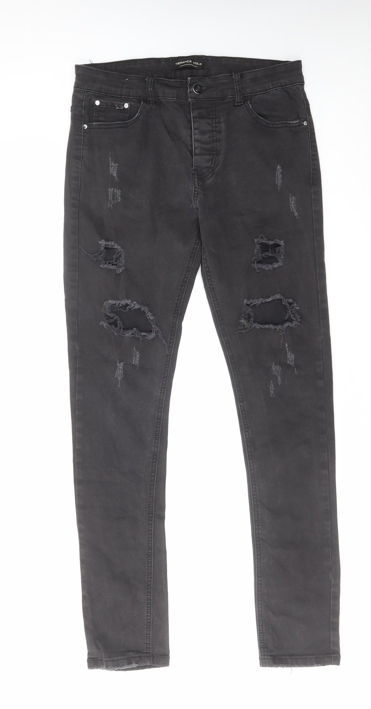 Terance Kole Womens Black Cotton Skinny Jeans Size 32 in L31 in Regular Zip