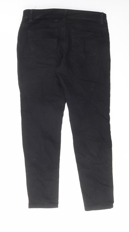 Denim & Co. Womens Black Cotton Skinny Jeans Size 12 L26 in Regular Zip