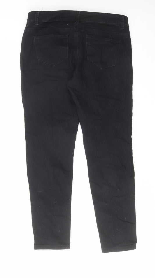 Denim & Co. Womens Black Cotton Skinny Jeans Size 12 L26 in Regular Zip