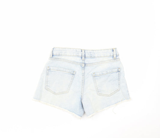 Denim & Co. Womens Blue Cotton Boyfriend Shorts Size 6 L4 in Regular Zip - Raw Hem