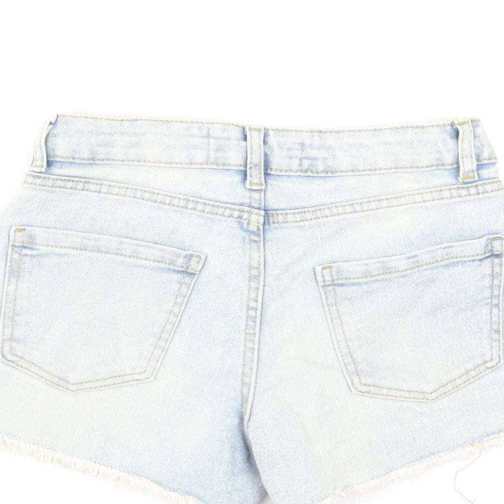 Denim & Co. Womens Blue Cotton Boyfriend Shorts Size 6 L4 in Regular Zip - Raw Hem