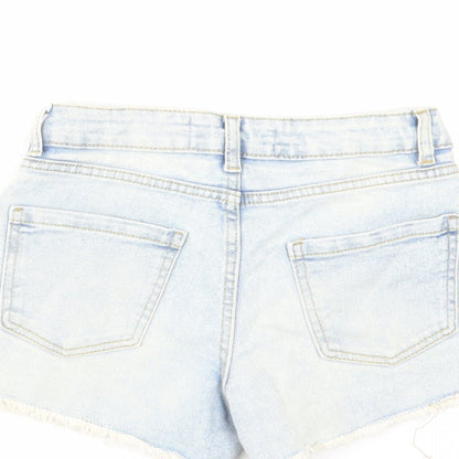 Denim & Co. Womens Blue Cotton Boyfriend Shorts Size 6 L4 in Regular Zip - Raw Hem