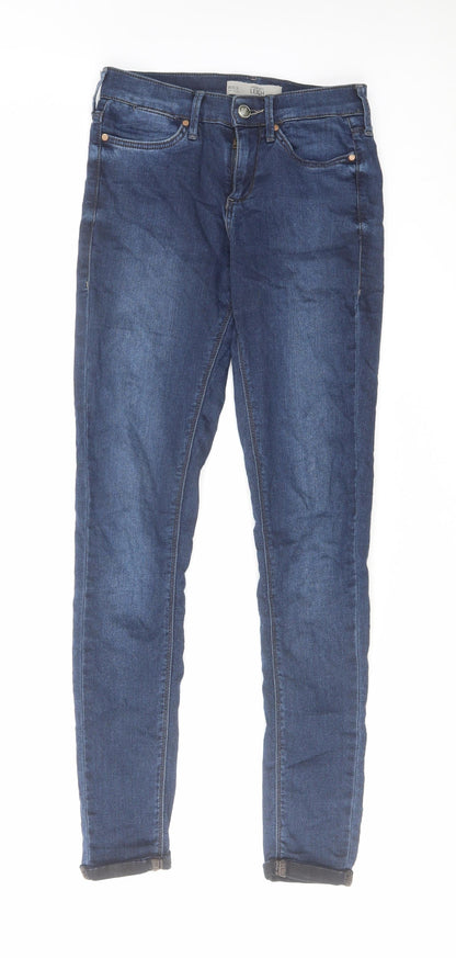 Topshop Womens Blue Cotton Skinny Jeans Size 26 in L30 in Regular Zip