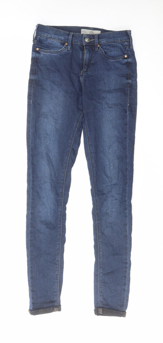 Topshop Womens Blue Cotton Skinny Jeans Size 26 in L30 in Regular Zip