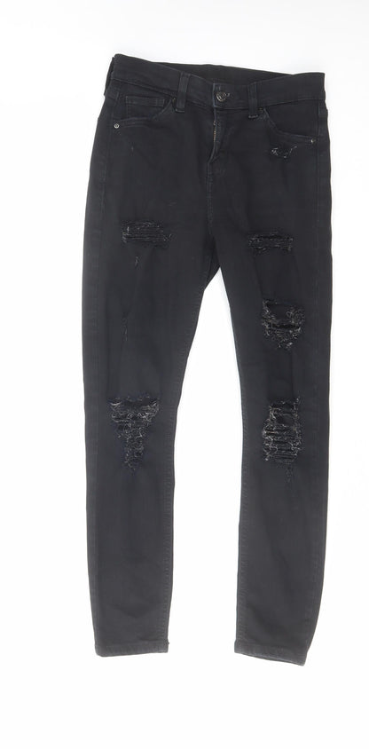 Topshop Womens Black Cotton Skinny Jeans Size 26 in L28 in Regular Zip