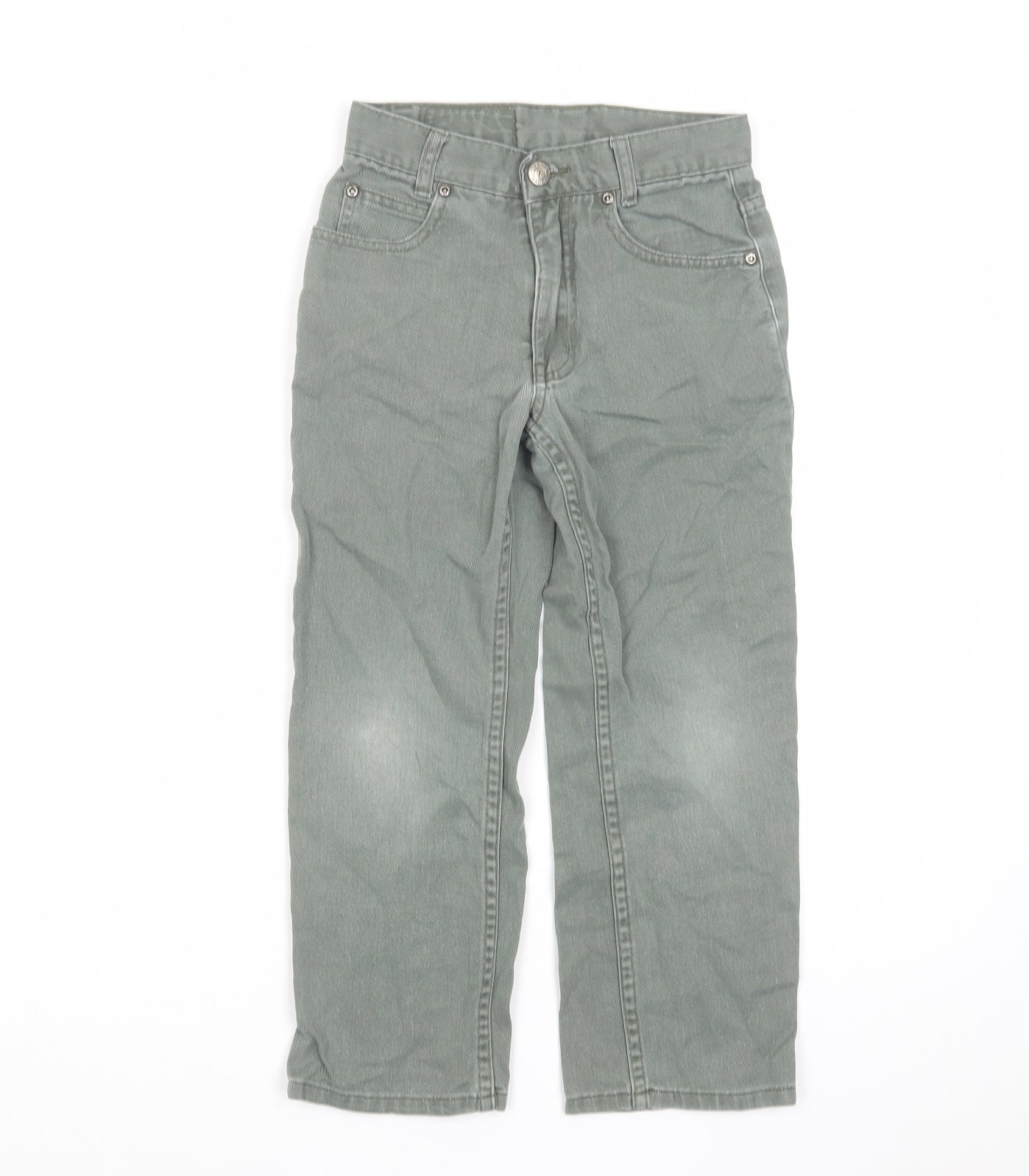 The Trader Girls Grey Cotton Straight Jeans Size 7 Years Regular Zip