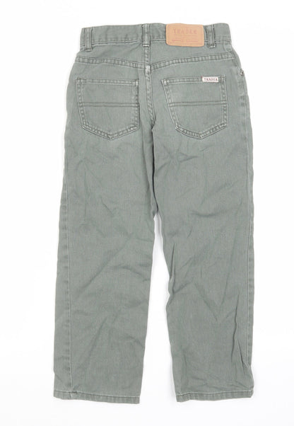 The Trader Girls Grey Cotton Straight Jeans Size 7 Years Regular Zip
