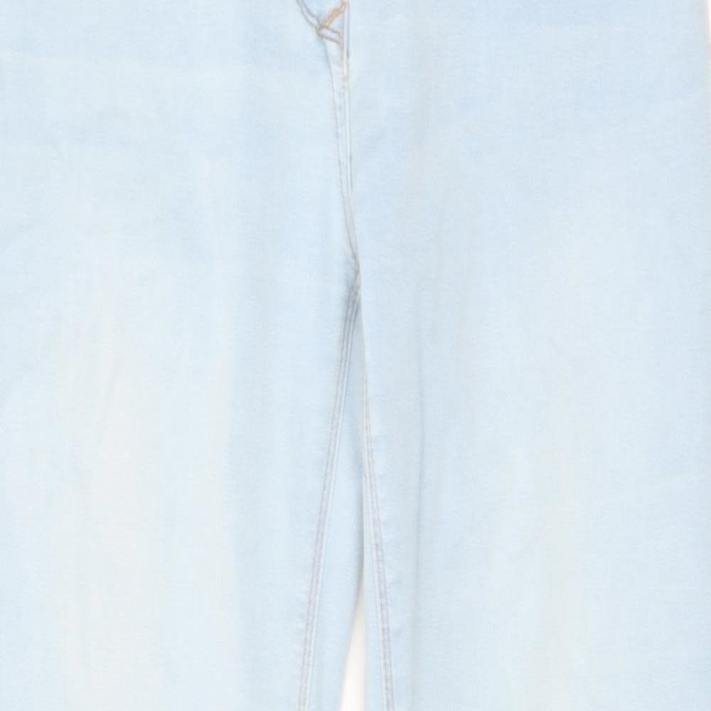 Matalan Womens Blue Cotton Skinny Jeans Size 10 L24 in Regular Zip - Raw Hem