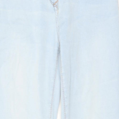 Matalan Womens Blue Cotton Skinny Jeans Size 10 L24 in Regular Zip - Raw Hem