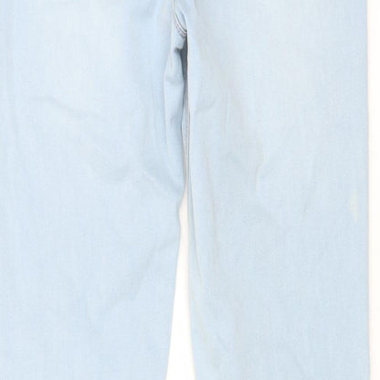 Matalan Womens Blue Cotton Skinny Jeans Size 10 L24 in Regular Zip - Raw Hem