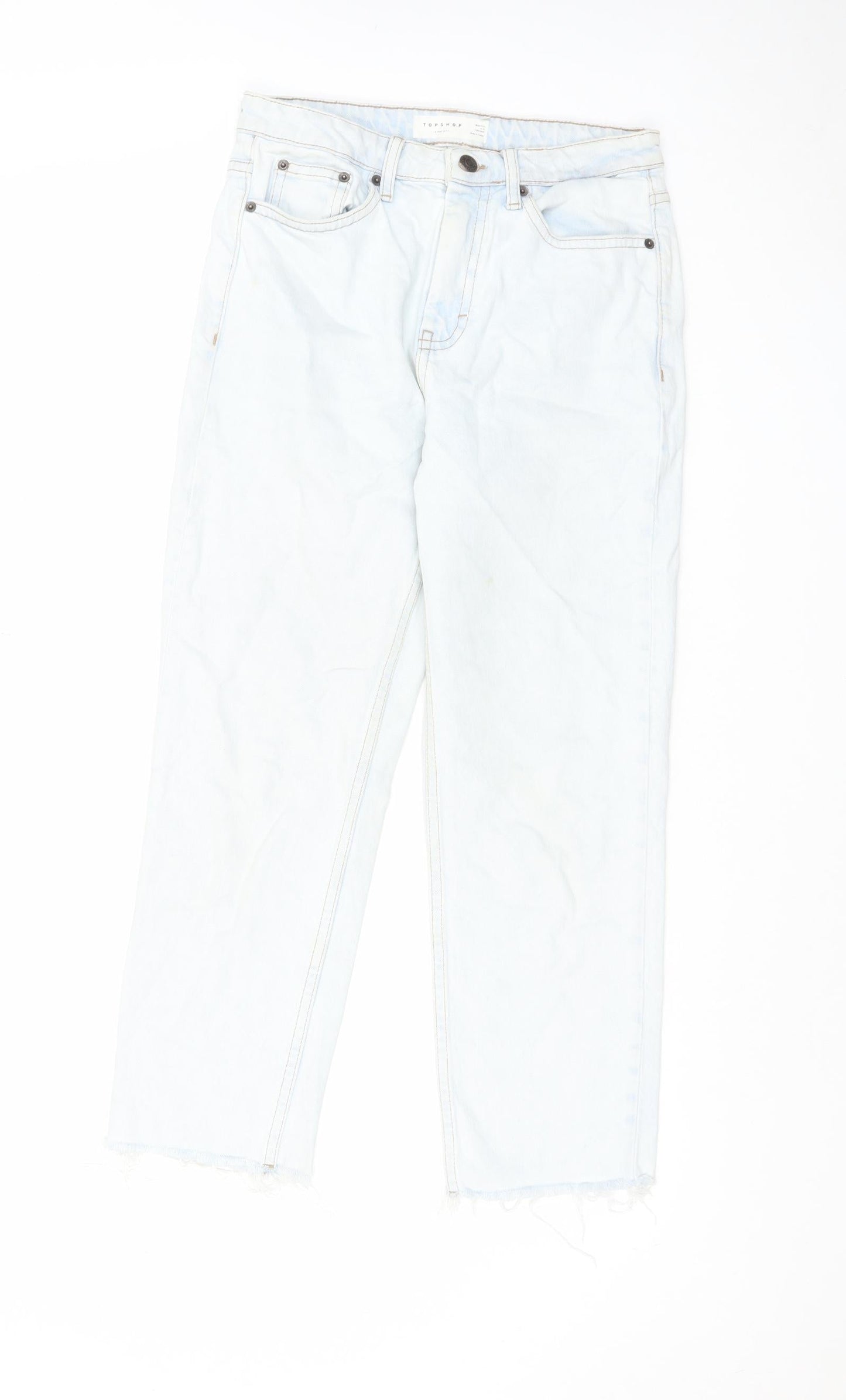 Topshop Womens Blue Cotton Straight Jeans Size 28 in L30 in Regular Zip