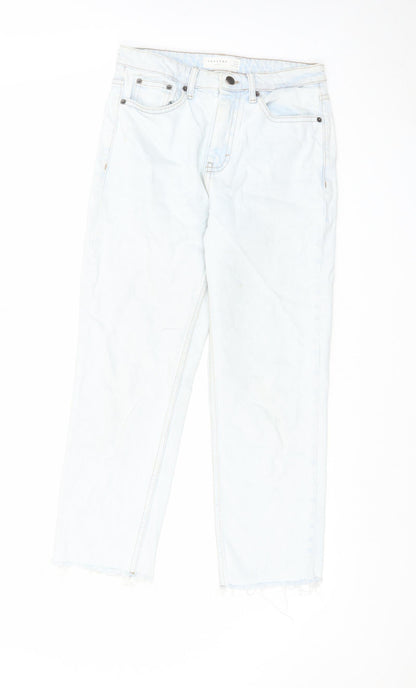 Topshop Womens Blue Cotton Straight Jeans Size 28 in L30 in Regular Zip