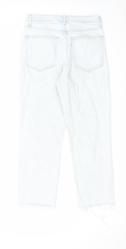 Topshop Womens Blue Cotton Straight Jeans Size 28 in L30 in Regular Zip