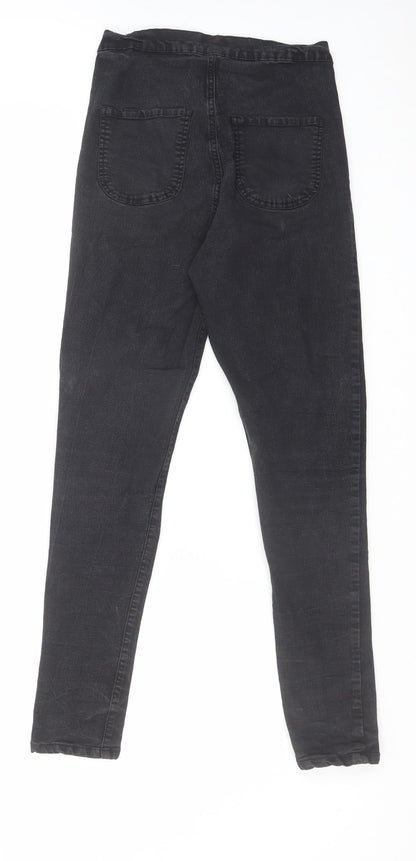 PRETTYLITTLETHING Womens Black Cotton Skinny Jeans Size 10 L26 in Regular Zip