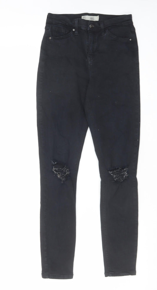Topshop Womens Black Cotton Skinny Jeans Size 26 in L32 in Regular Zip