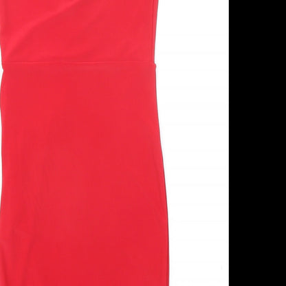 PRETTYLITTLETHING Womens Red Polyester Tank Dress Size 6 V-Neck