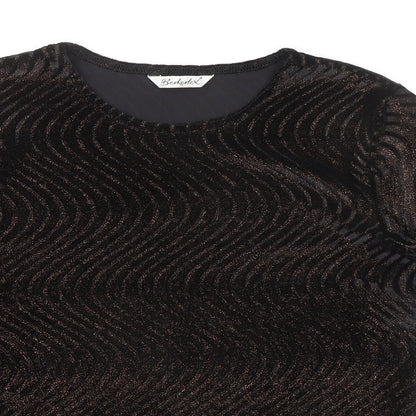 Berkertex Womens Black Geometric Polyester Basic T-Shirt Size 12 Round Neck