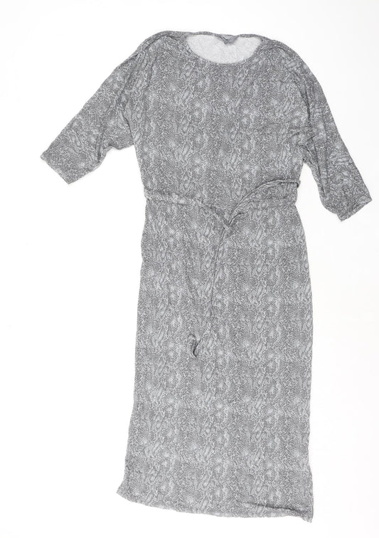 Principles Womens Grey Geometric Viscose A-Line Size 6 Round Neck