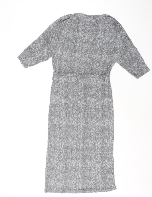 Principles Womens Grey Geometric Viscose A-Line Size 6 Round Neck