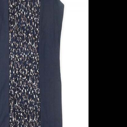 Autograph Womens Blue Geometric Viscose Shift Size 12 Round Neck Zip