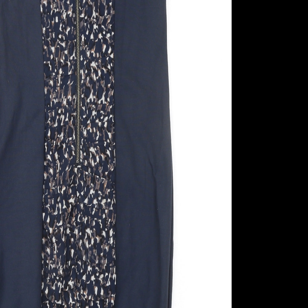 Autograph Womens Blue Geometric Viscose Shift Size 12 Round Neck Zip