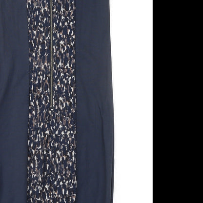 Autograph Womens Blue Geometric Viscose Shift Size 12 Round Neck Zip